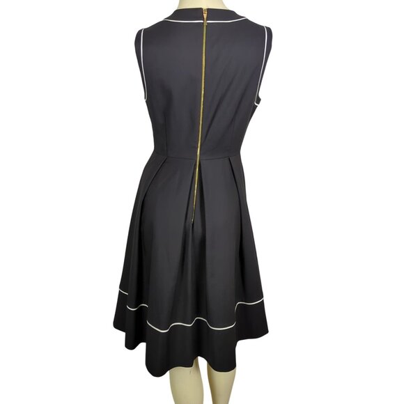 Kate Spade Hope Fit and Flare mini dress black white sleeveless‎ pleated skirt 6 - Picture 3 of 13